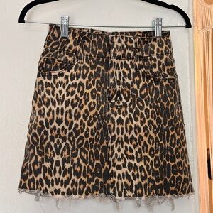 H&M Leopard Print Mini Skirt in Brown & Black